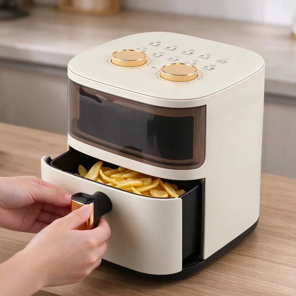 6L Cream White Air Fryer with Viewing Window
