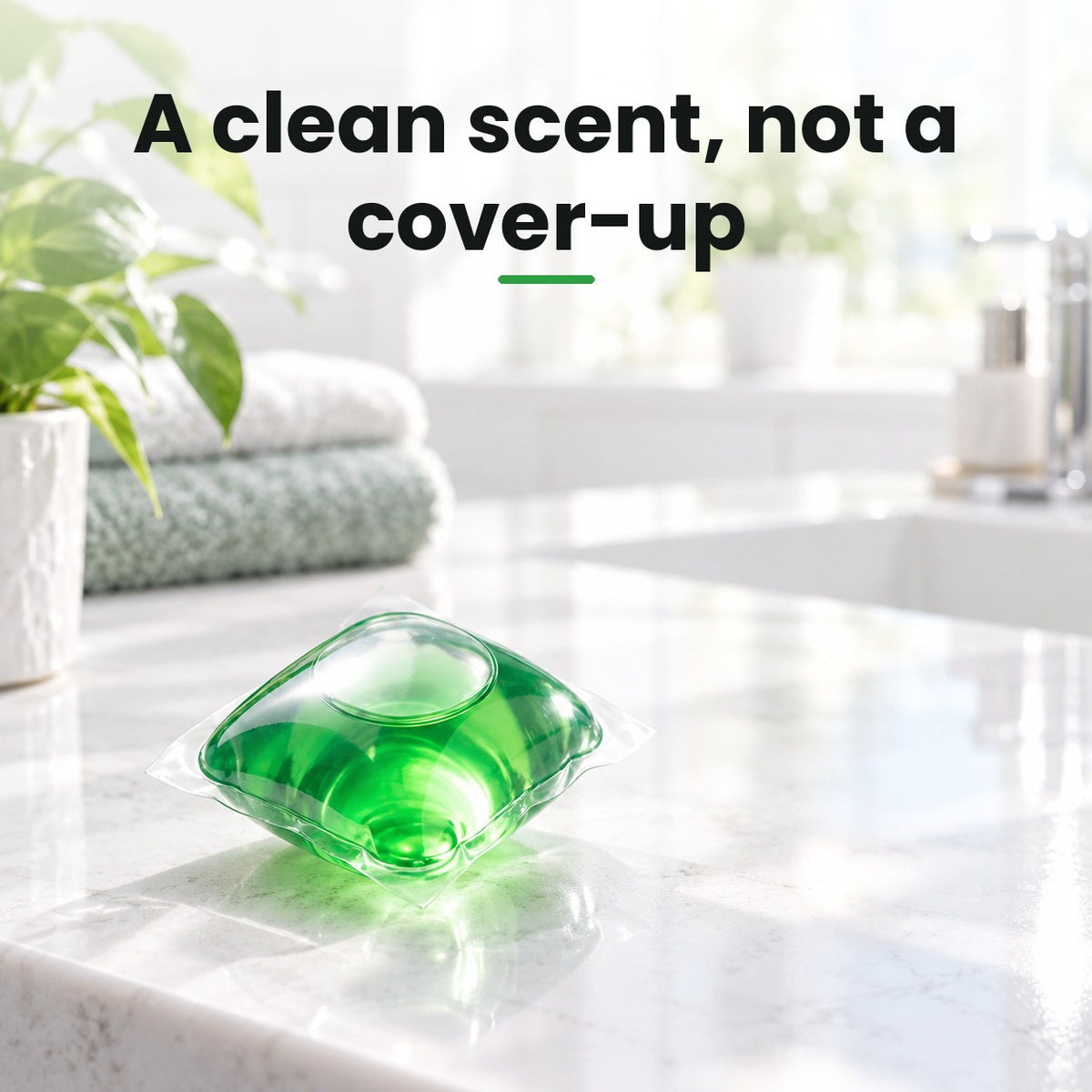 Drain pod on a clean bathroom counter (EN)