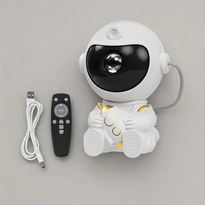 Proyector de astronauta blanco con control remoto y cable USB