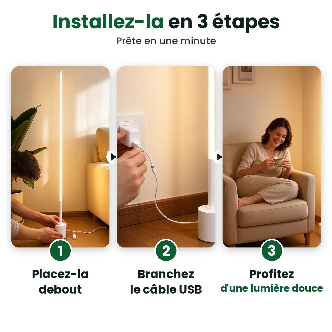Trois étapes pour installer un lampadaire LED mince : placez, branchez, profitez