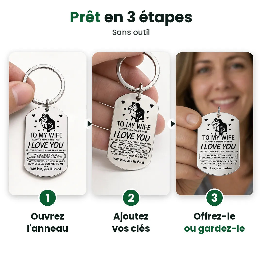 Trois étapes pour accrocher un porte-clés gravé à vos clés
