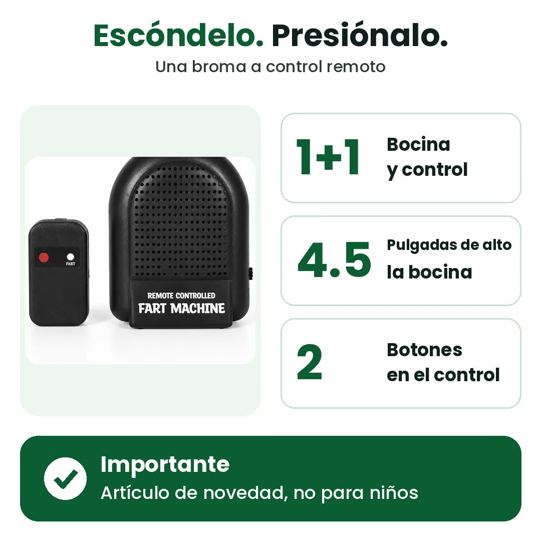 Datos de la máquina de pedos con control: bocina y control, 4.5 pulgadas, dos botones