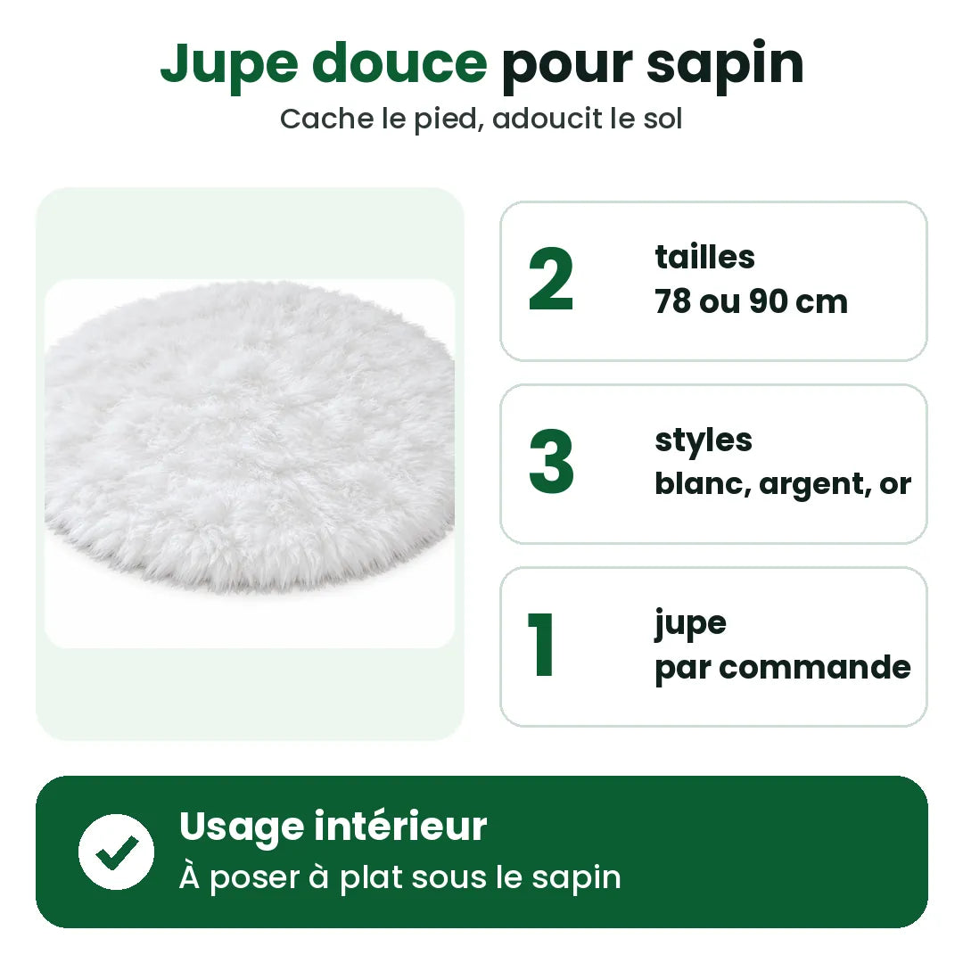 Jupe de sapin de Noël blanche en fausse fourrure, tailles 78 ou 90 cm, trois styles