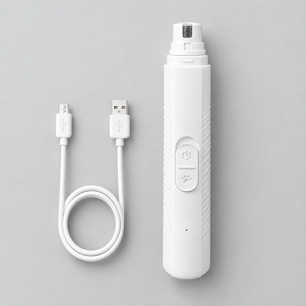 Dog nail grinder with its white USB charging cable