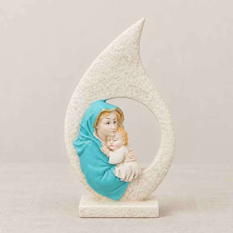 One Virgin Mary and Baby Jesus resin figurine on a neutral surface