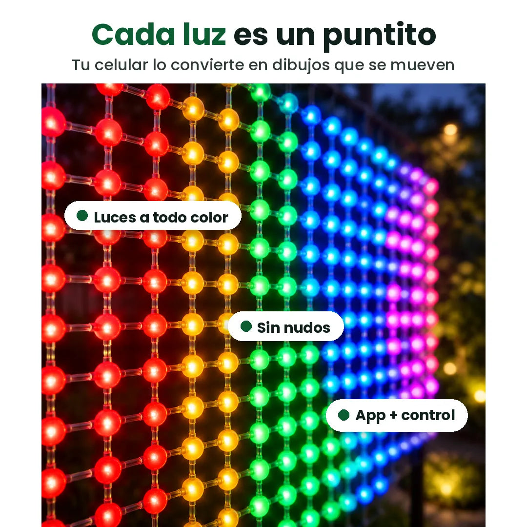 Red de Luces LED RGB Inteligente y Plegable