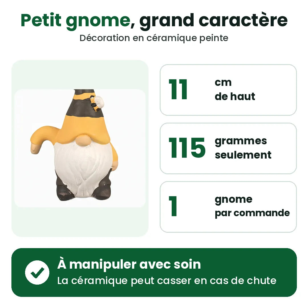 Statue de gnome de jardin en céramique, 11 cm de haut et environ 115 g