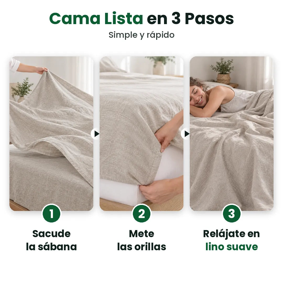 Tres pasos para tender la cama con una sábana de lino