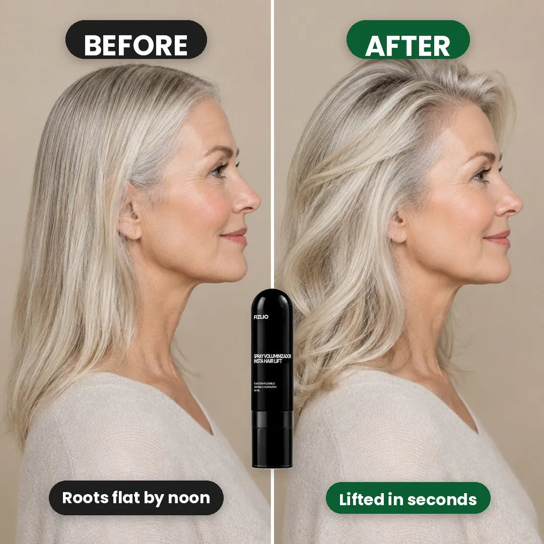 Before and after with Fizlio Spray Voluminizador Insta Hair Lift