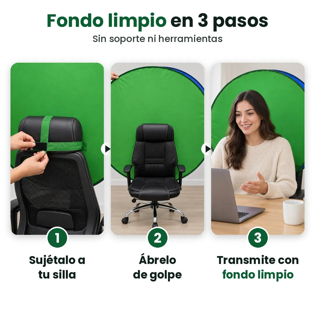Tres pasos para armar una pantalla verde plegable en tu silla