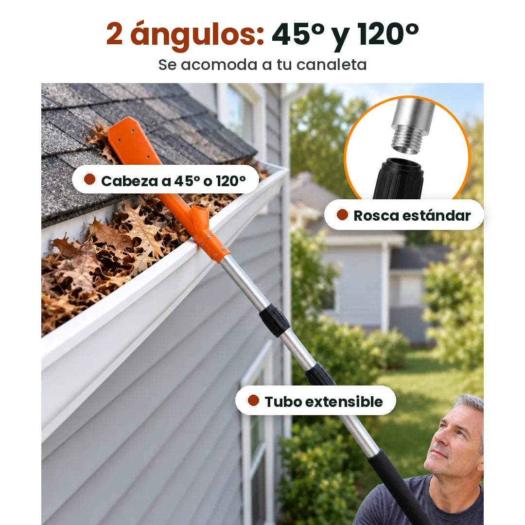 Limpiador de Canaletas Extensible Sin Escalera