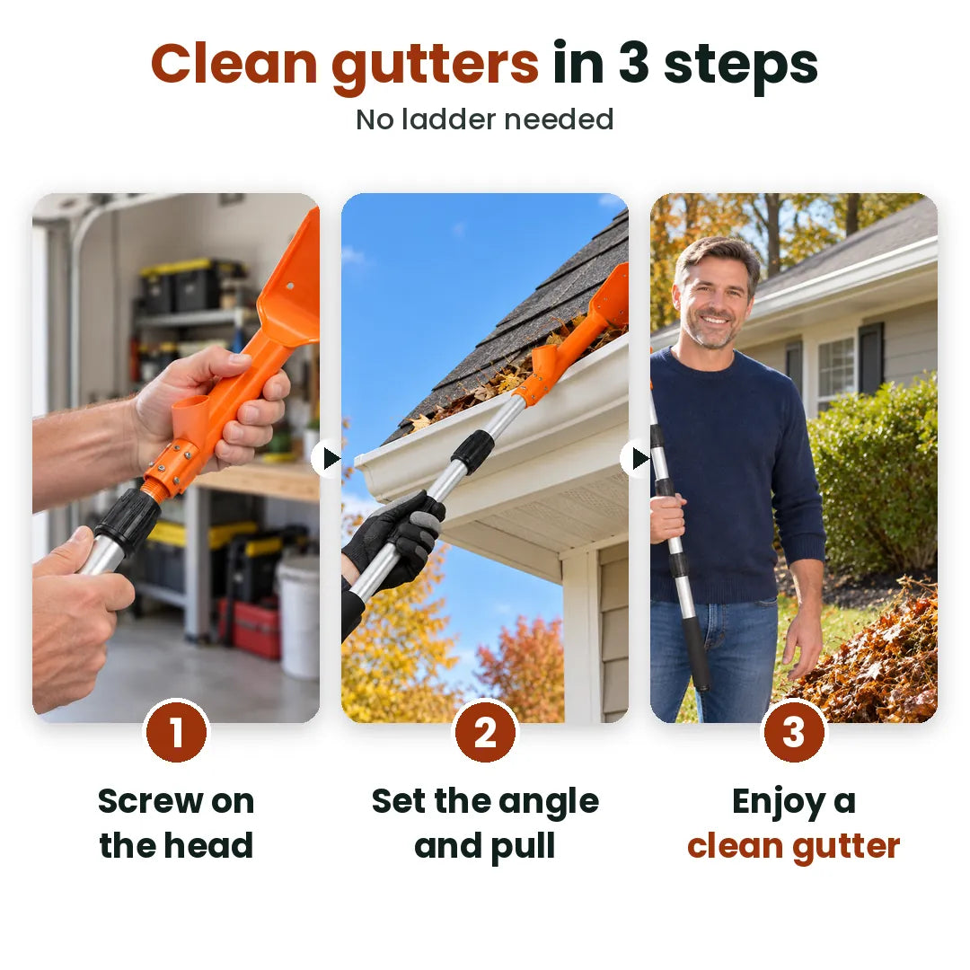 No-Ladder Extendable Gutter Cleaner