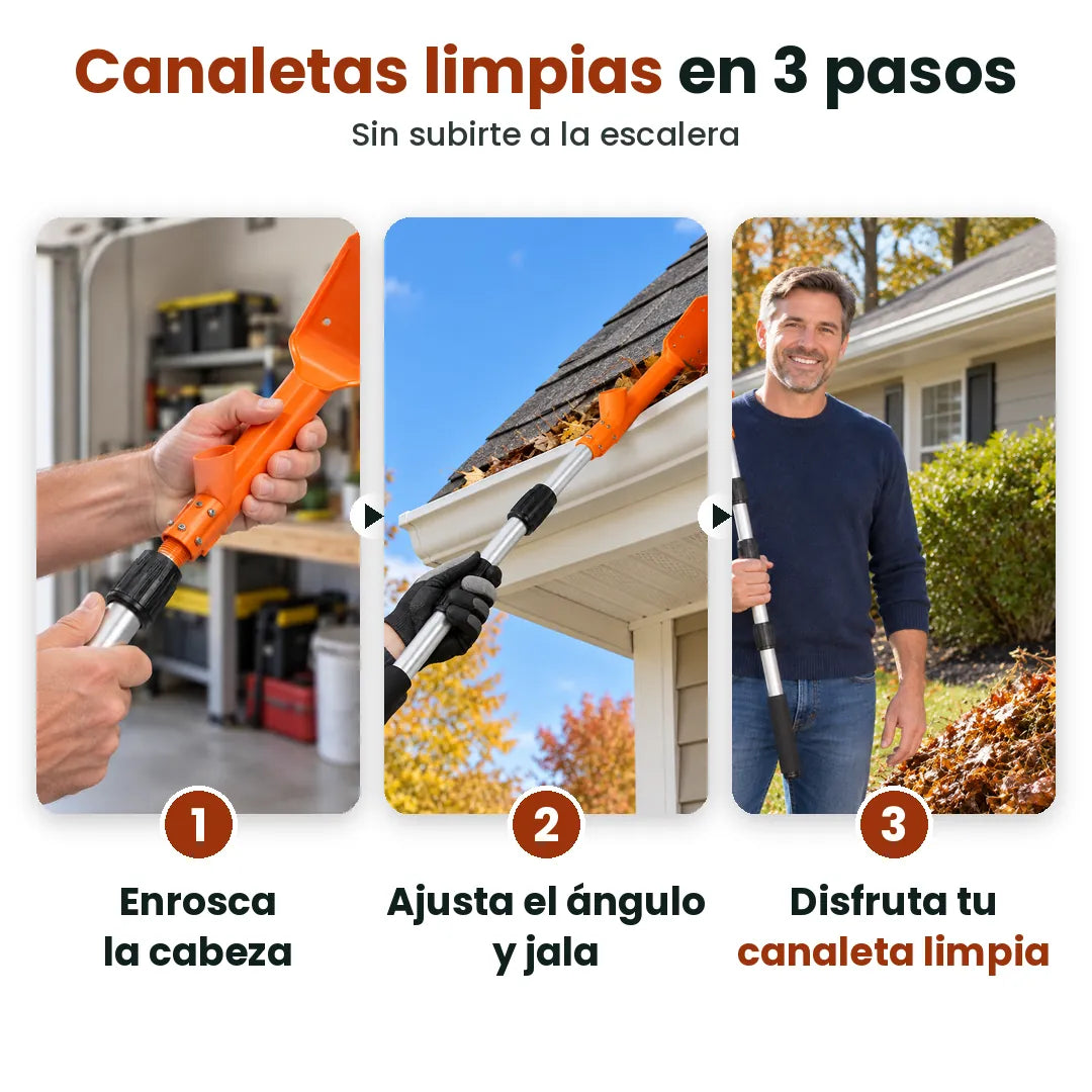 Limpiador de Canaletas Extensible Sin Escalera