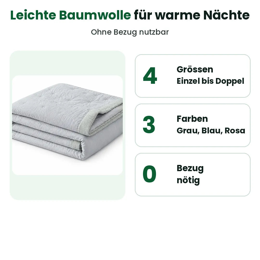 Leichte Sommerdecke aus Baumwolle in 4 Grössen und 3 Farben, ohne Bezug