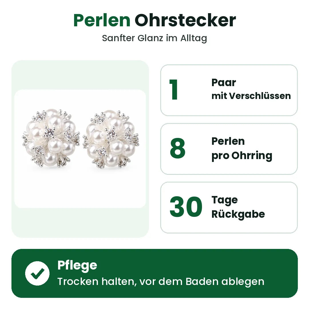 Perlen Ohrstecker mit Paar, Perlenzahl und Pflegehinweis