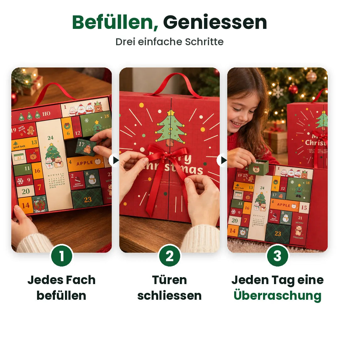 Drei Schritte: Fächer befüllen, Türen schliessen, jeden Tag eine Überraschung