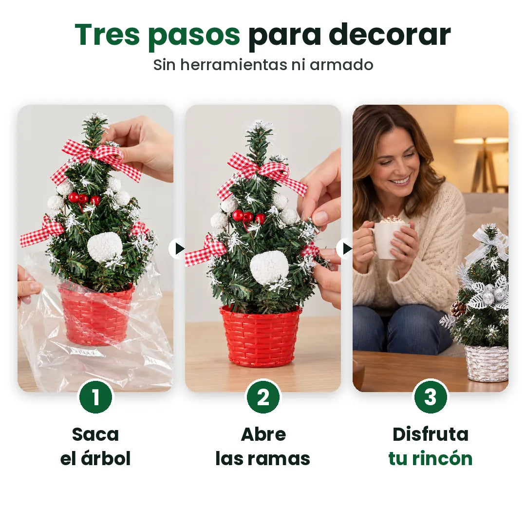 Tres pasos para poner tu árbol de Navidad de mesa: saca, abre las ramas y disfruta