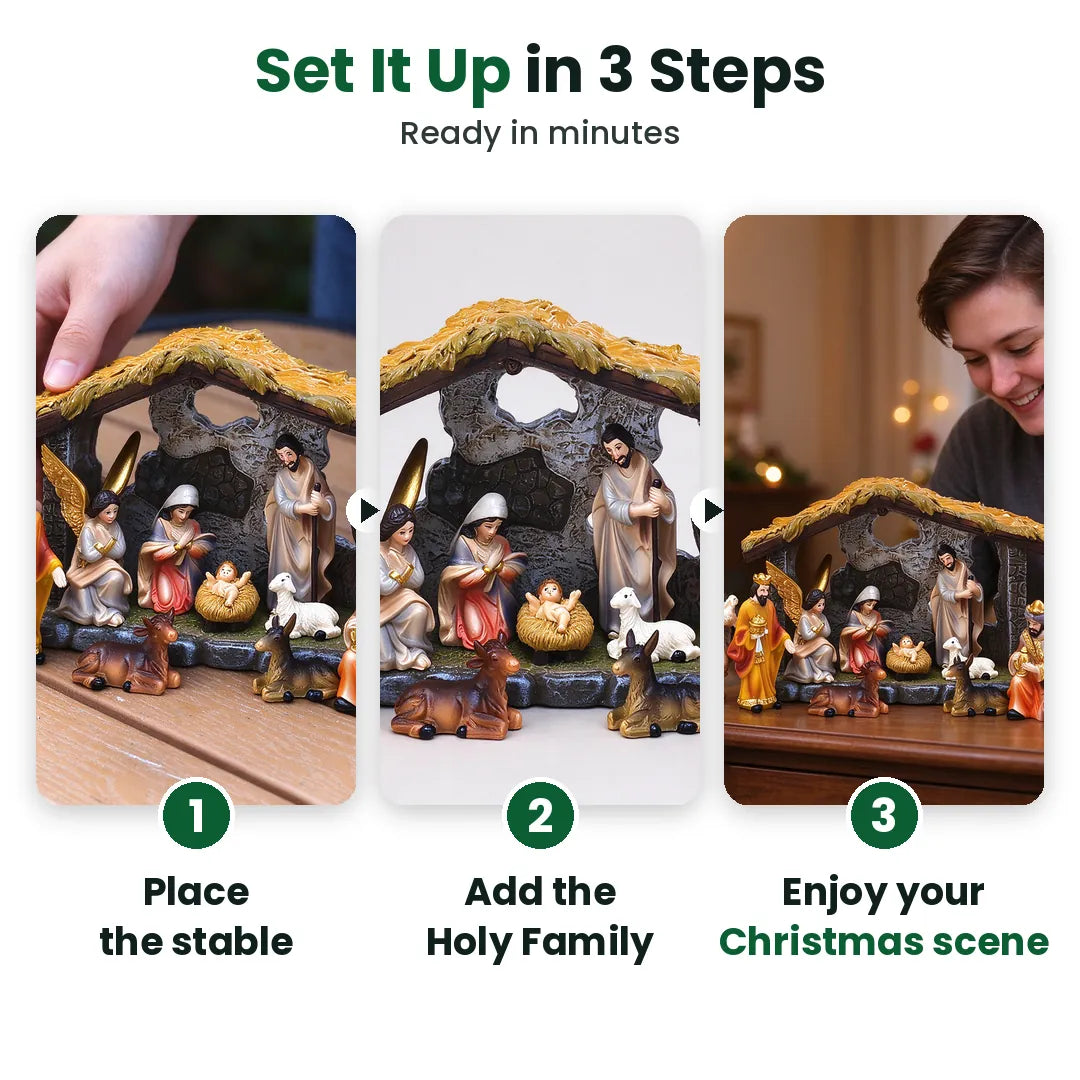 Three steps to set up a nativity scene set at home