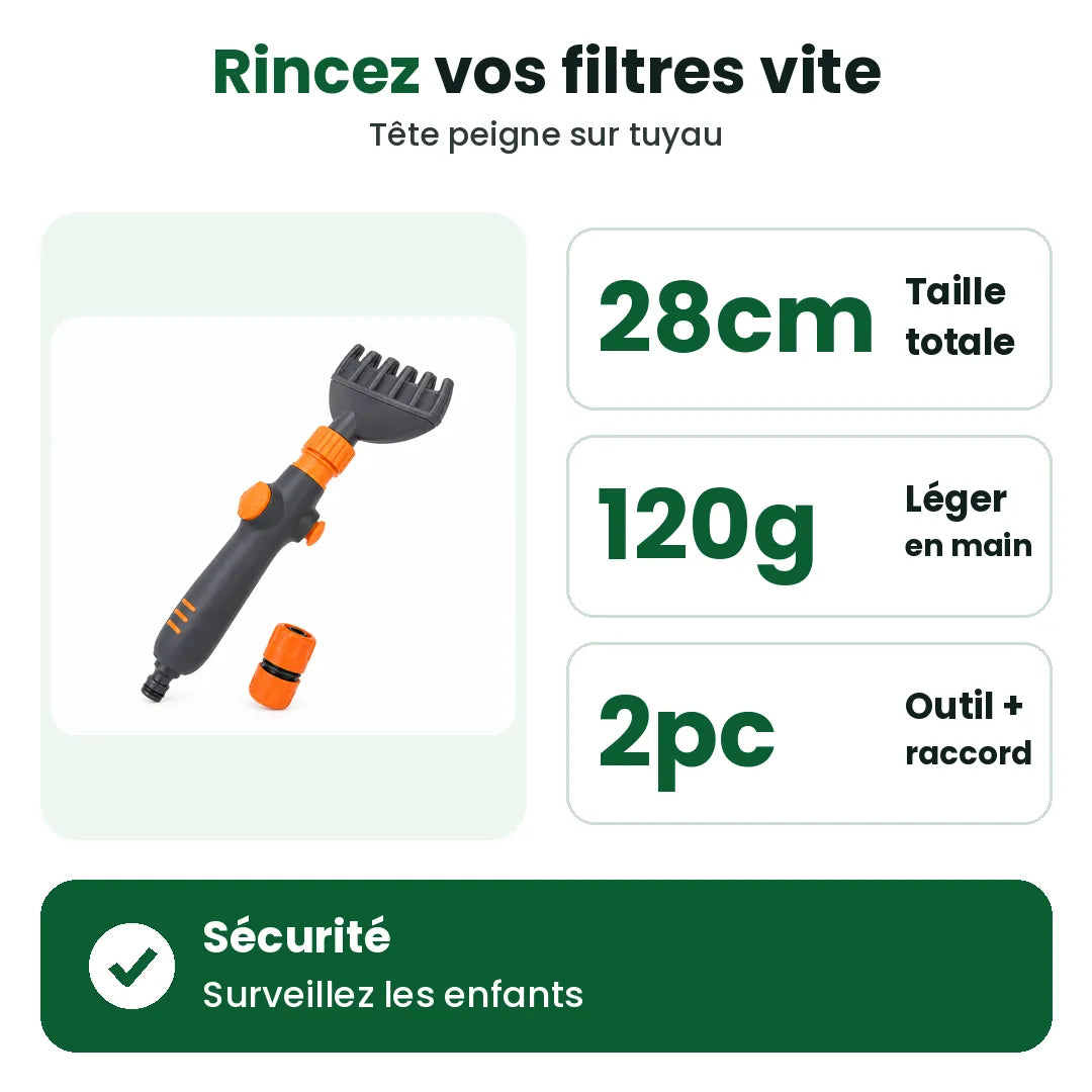 Caractéristiques de la baguette de nettoyage de filtre de piscine : 28 cm, 120 g, raccord de rechange
