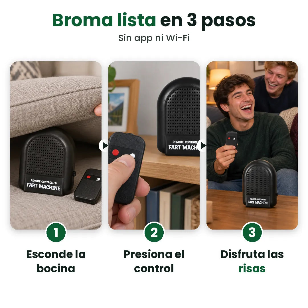 Tres pasos: esconde la bocina, presiona el control y disfruta las risas en un intercambio