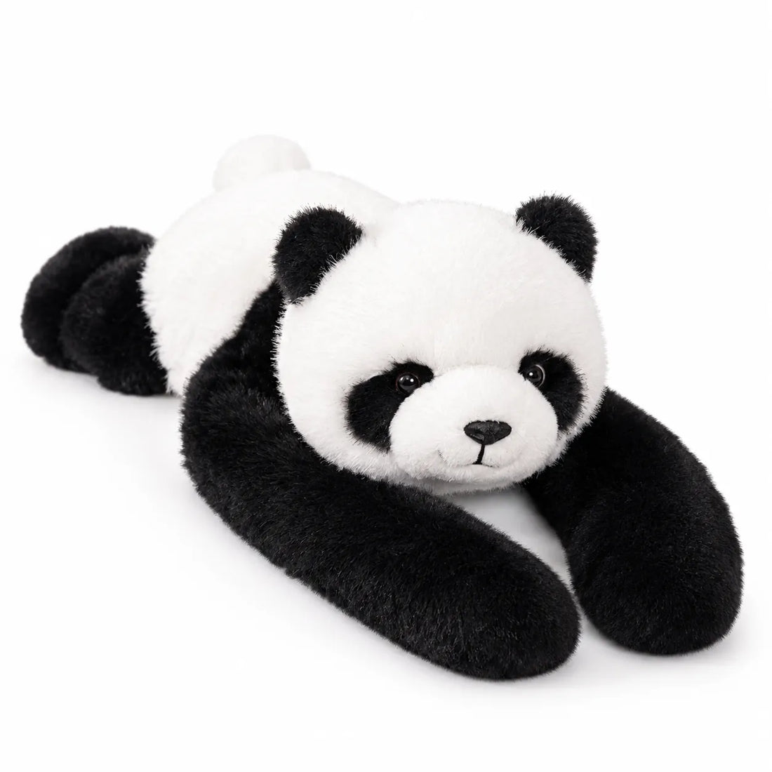 Gewichts-Panda mit langen Armen vor weissem Hintergrund