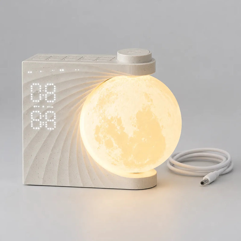 Moon sunrise alarm clock with its power cable