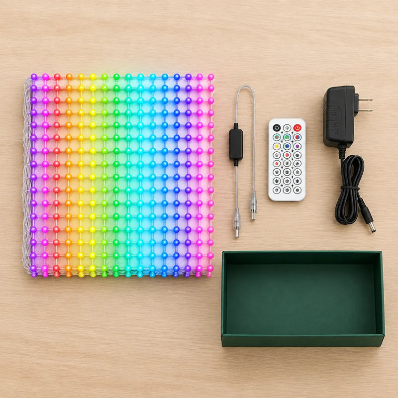 Red LED, controlador, control remoto y adaptador de corriente