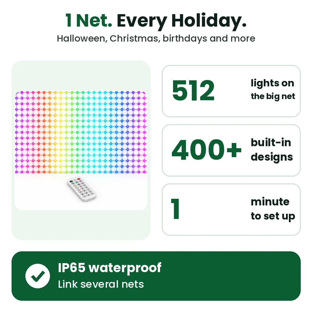 Foldable Smart RGB LED Net Light