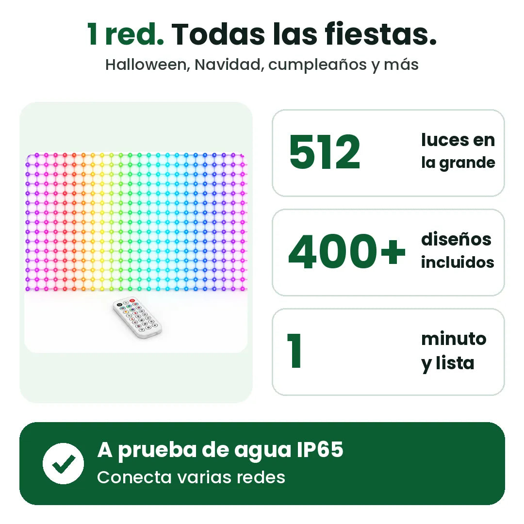 Red de Luces LED RGB Inteligente y Plegable