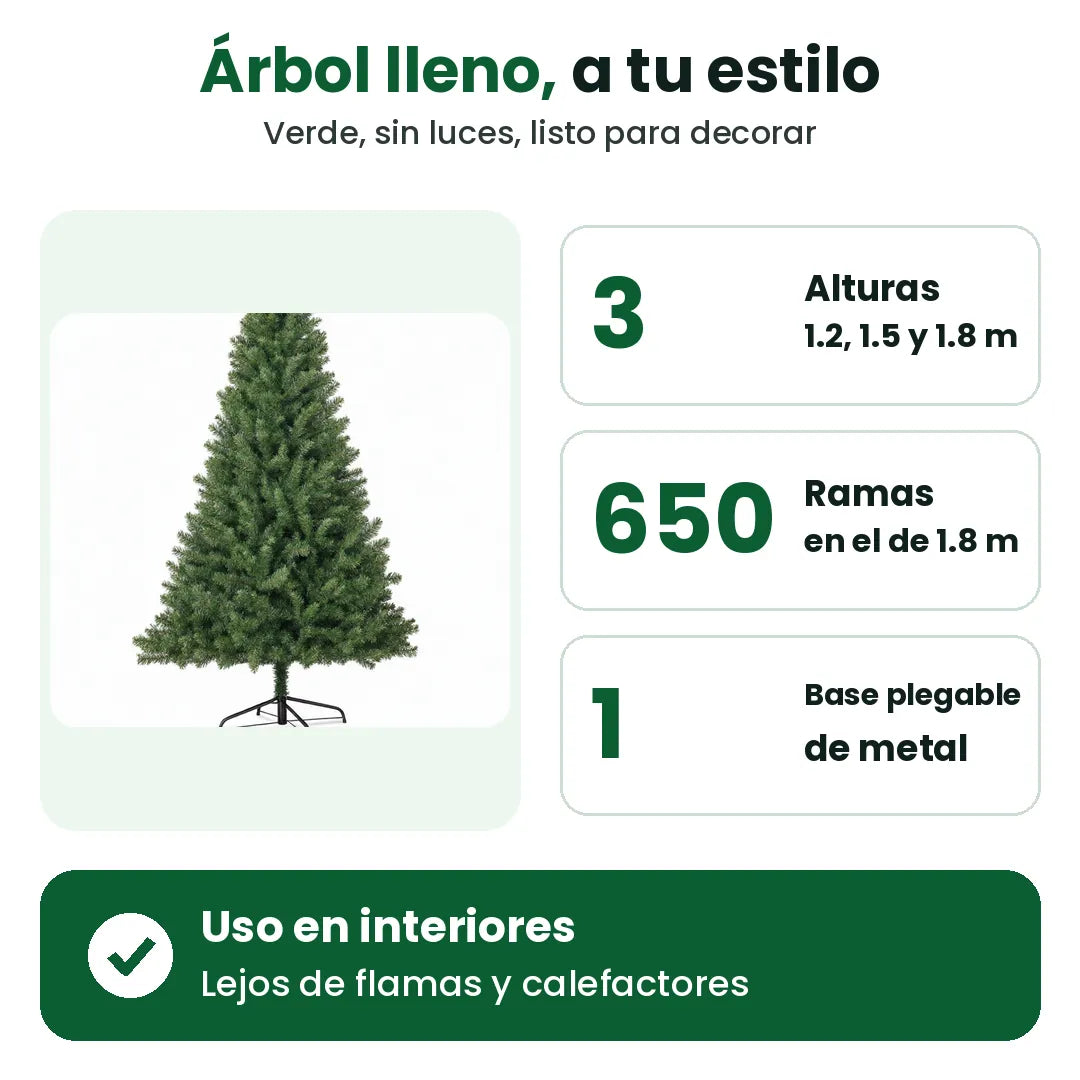 Tamaños de 4, 5 y 6 pies del árbol de Navidad artificial verde con base plegable