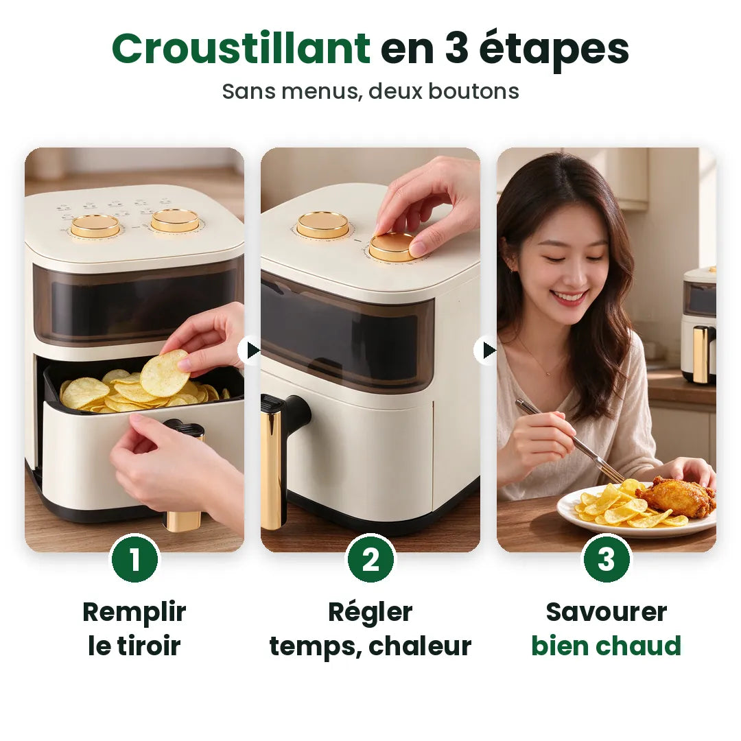 Trois étapes pour cuire des frites croustillantes dans une grande friteuse à air