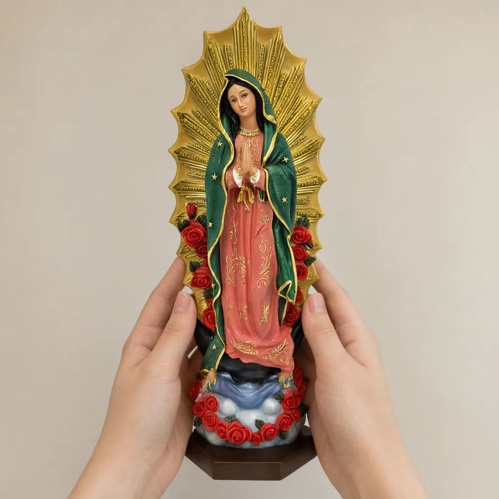 Our Lady of Guadalupe Statue, Hand-Painted Resin